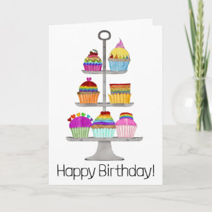Rainbow LGBTQ pride cupcakes Birthday Card