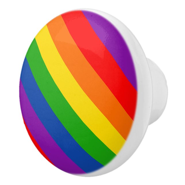 Rainbow LGBTQ+ Pride Flag, Gay Pride Colours Ceramic Knob (Right)