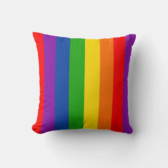 Rainbow LGBTQ+ Pride Flag, Gay Pride Colours Cushion (Front)