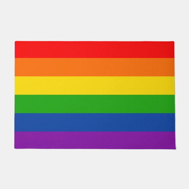 Rainbow LGBTQ+ Pride Flag, Gay Pride Colours Doormat (Front)