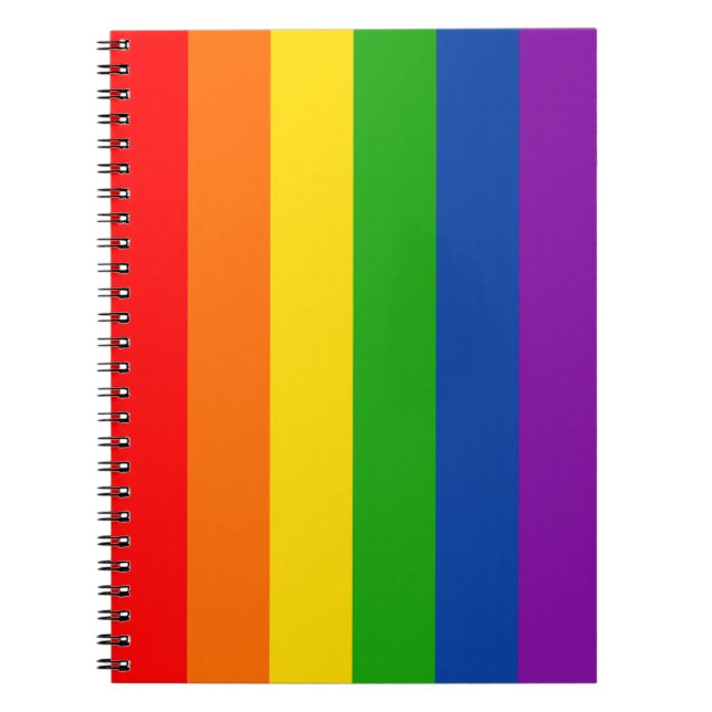 Rainbow LGBTQ+ Pride Flag, Gay Pride Colours Notebook (Front)