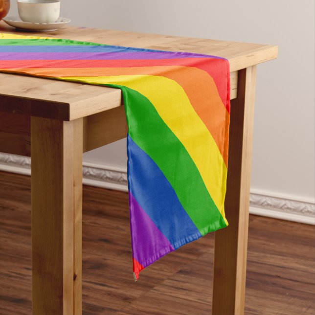 Rainbow LGBTQ+ Pride Flag, Gay Pride Colours Short Table Runner (In Situ)