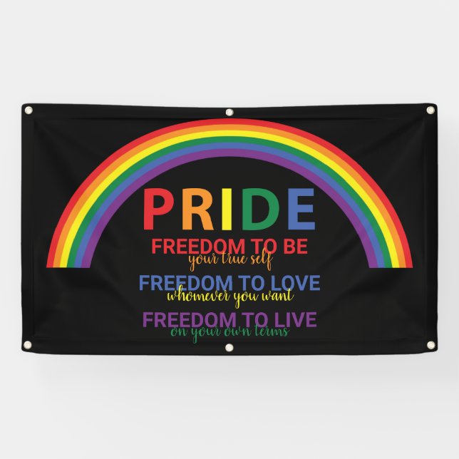 Rainbow LGBTQ Pride is Freedom Gay Rights Banner (Horizontal)