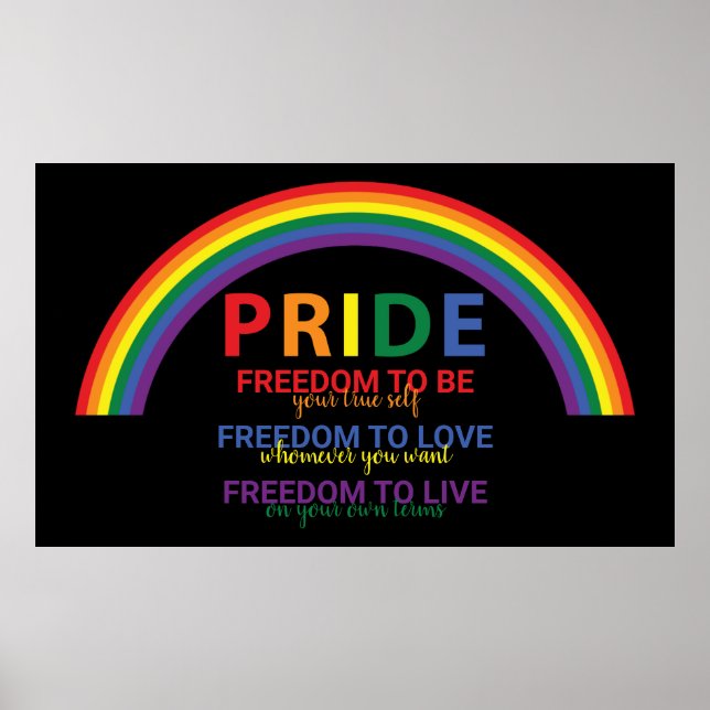Rainbow LGBTQ Pride is Freedom Gay Rights Poster (Front)