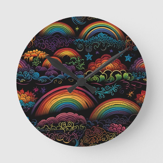 Rainbow LGBYQ Design Round Clock (Front)
