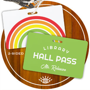 rainbow library pass for school classroom ID badge