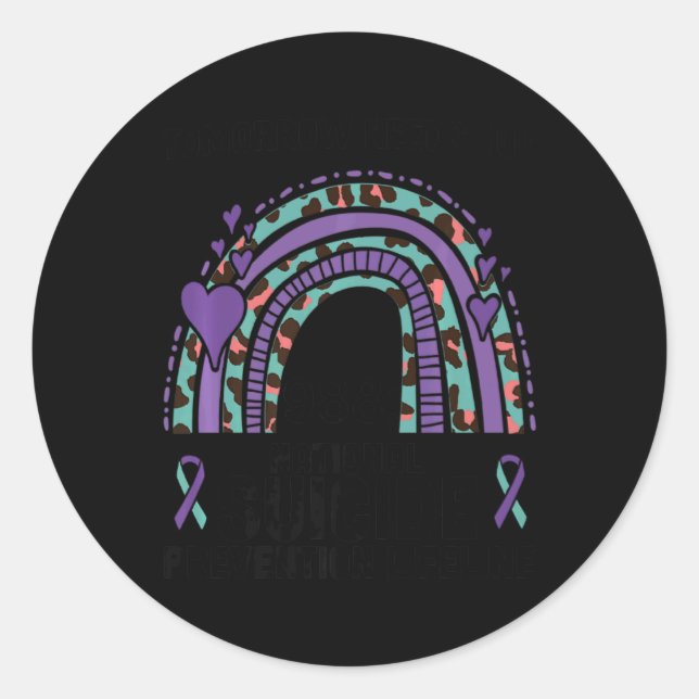 Rainbow Lifeline 988 Suicide Prevention  Classic Round Sticker (Front)