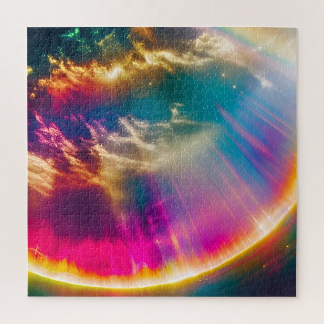 Rainbow Light Shines Through Clouds in Starry Sky Jigsaw Puzzle (Vertical)