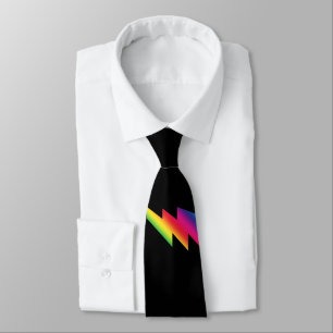 Rainbow Lightning Bolt Ribbon Gay Pride Men's Tie