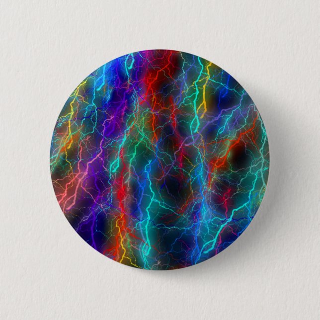 Rainbow Lightning Storm 6 Cm Round Badge (Front)