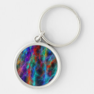 Rainbow Lightning Storm Key Ring