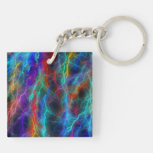 Rainbow Lightning Storm Key Ring