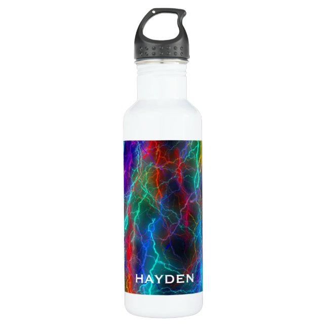 Rainbow Lightning Storm Personalised Cool 710 Ml Water Bottle (Front)
