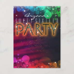 Rainbow Lights Sparkle Dance Club Party Invitation
