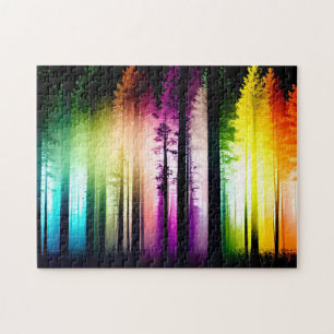 Rainbow Lights Up in Forest Landscape Jigsaw Puzzle