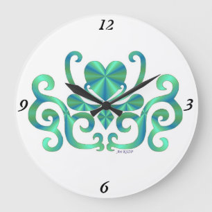 Rainbow Lily and Heart Large Clock