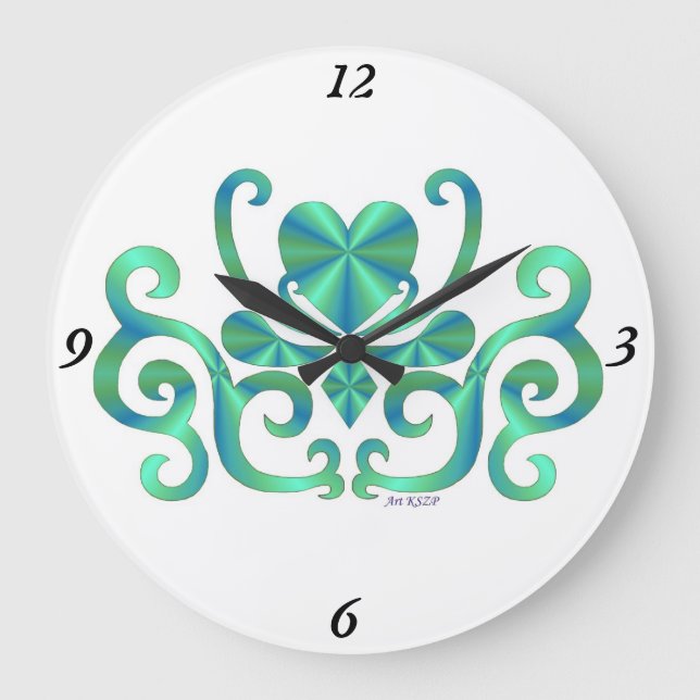 Rainbow Lily and Heart Large Clock (Front)