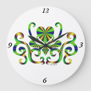 Rainbow Lily and Heart Large Clock