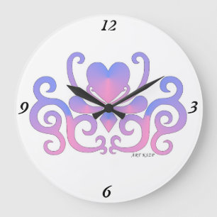 Rainbow Lily and Heart Large Clock