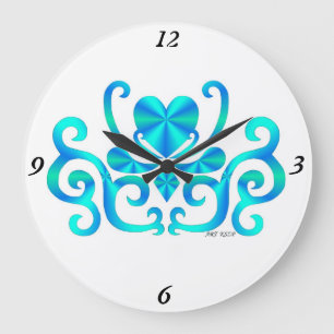 Rainbow Lily and Heart Large Clock