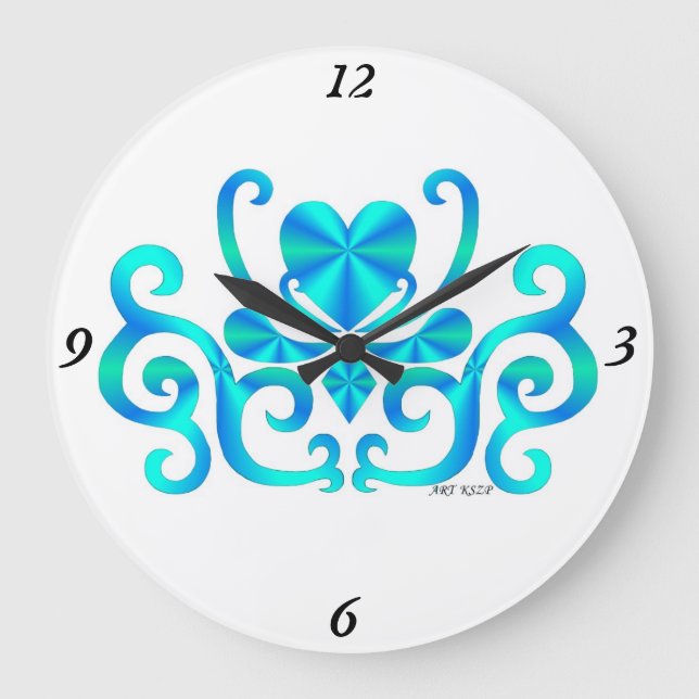 Rainbow Lily and Heart Large Clock (Front)