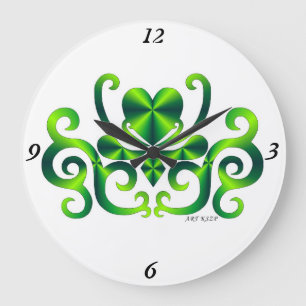 Rainbow Lily and Heart Large Clock