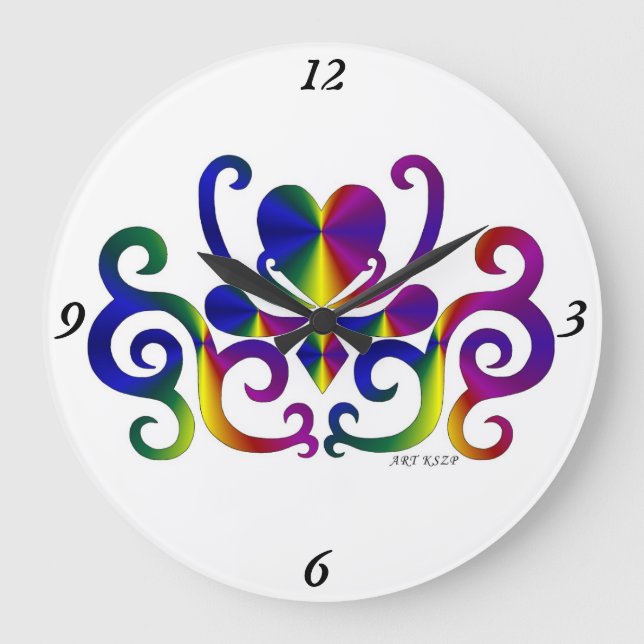 Rainbow Lily and Heart Large Clock (Front)
