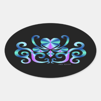 Rainbow Lily and Heart Oval Sticker