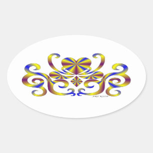 Rainbow Lily and Heart Oval Sticker