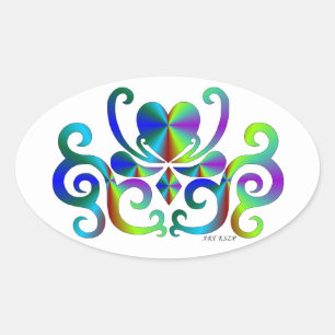 Rainbow Lily and Heart Oval Sticker