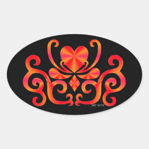Rainbow Lily and Heart Oval Sticker