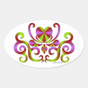 Rainbow Lily and Heart Oval Sticker
