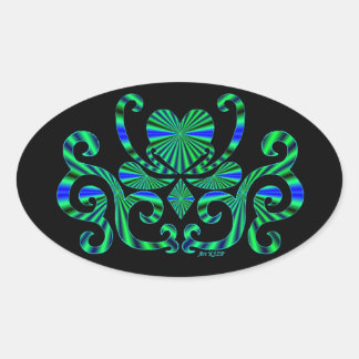 Rainbow Lily and Heart Oval Sticker