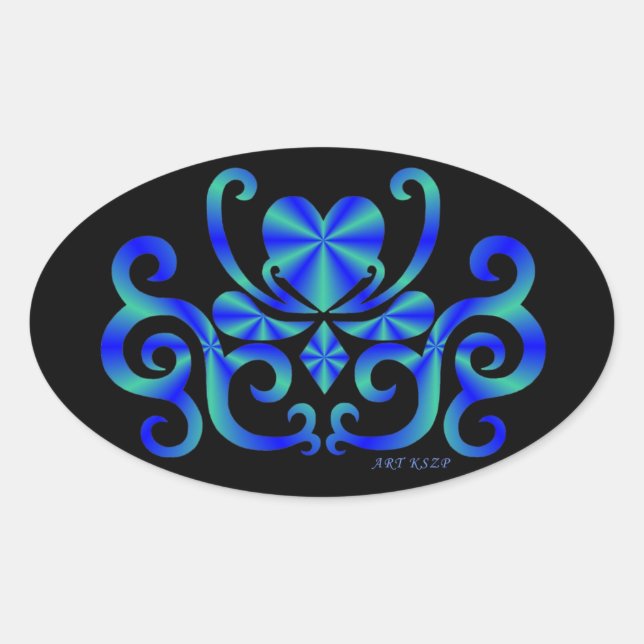 Rainbow Lily and Heart Oval Sticker (Front)
