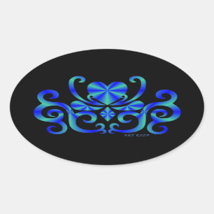 Rainbow Lily and Heart Oval Sticker