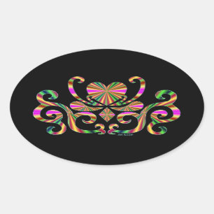 Rainbow Lily and Heart Oval Sticker