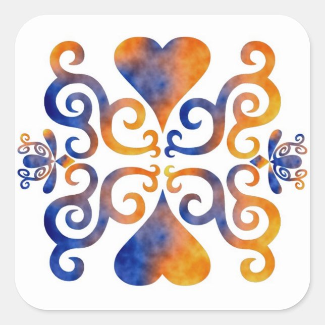 Rainbow Lily and Heart Square Sticker (Front)