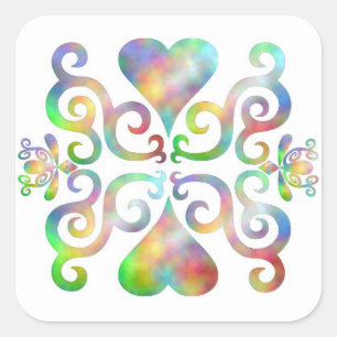 Rainbow Lily and Heart Square Sticker