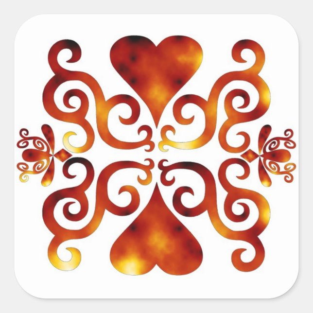 Rainbow Lily and Heart Square Sticker (Front)