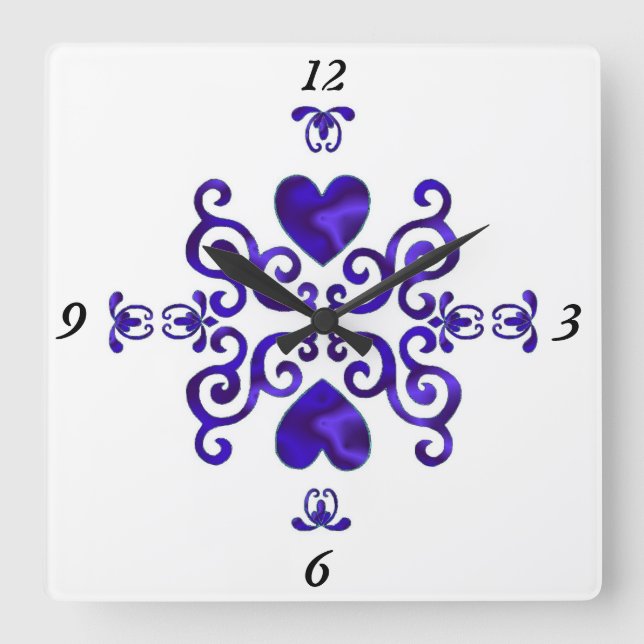 Rainbow Lily and Heart Square Wall Clock (Front)