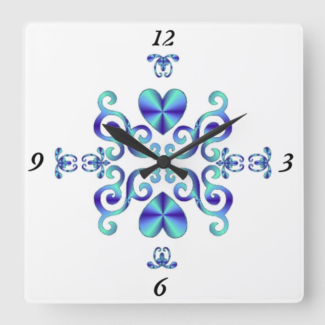 Rainbow Lily and Heart Square Wall Clock (Front)