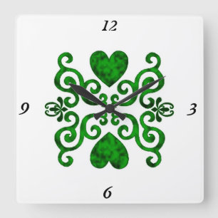 Rainbow Lily and Heart Square Wall Clock