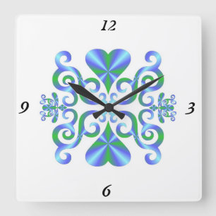 Rainbow Lily and Heart Square Wall Clock