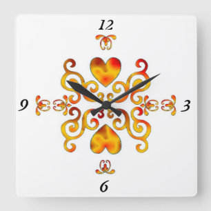 Rainbow Lily and Heart Square Wall Clock