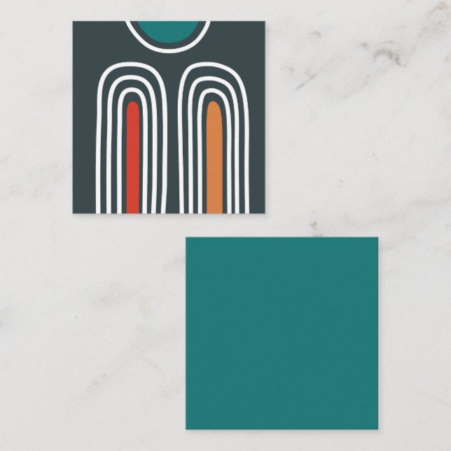 Rainbow line artwork square business card (Front/Back)