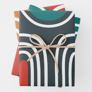 Rainbow line artwork wrapping paper sheet