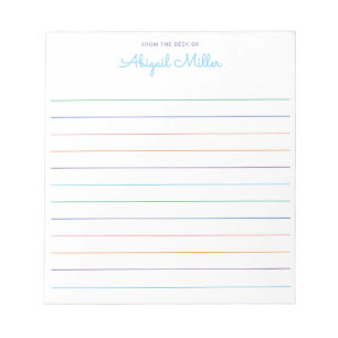 Rainbow Lined Personalised Notepad