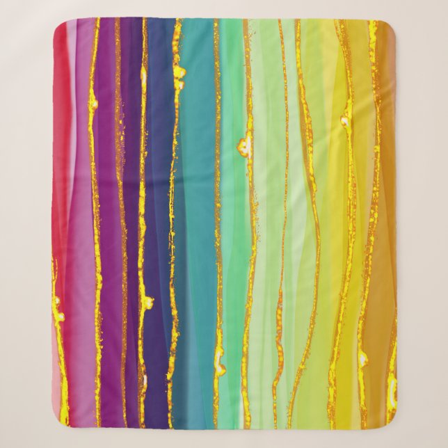 Rainbow lines: abstract luxury composition. sherpa blanket (Front)