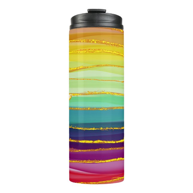 Rainbow lines: abstract luxury composition. thermal tumbler (Front)