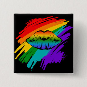 Rainbow Lips 15 Cm Square Badge